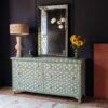 Jade Floral Inlay Six Drawer Cabinet - Image 5