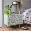 Zelená Green Stripe  Inlay Bedside Table